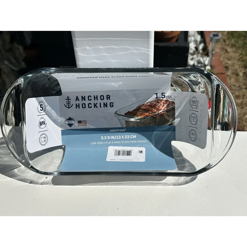 New Anchor Hocking Fire King Bakeware Clear‎ Glass Loaf Pan 1.5 Quart SZ 5